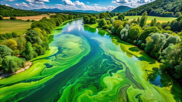 Eutrophication in a river ecosystem